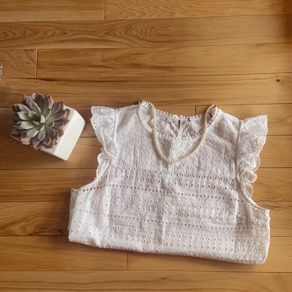 White Cottage Core Blouse - Picture 1 of 4